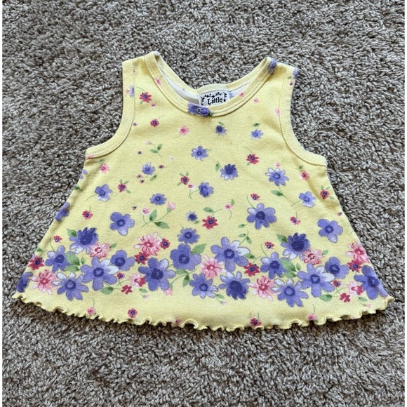 Vtg‎ 90s Little Lass Toddler Flower Ribbed Tank Top 18M Colorful Made in USA - Picture 1 of 6